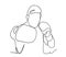 One line drawing of boxing vector. Boxer or fighter make a beat punch with hand. Sport game athlete theme.One continuous line