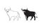 One Line Drawing Bull Icon. Continuous Line Draw Ox Logo