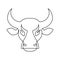 One Line Drawing Bull Icon. Continuous Line Draw Ox Logo