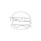 One line drawing of burger.Fast food illustration