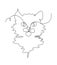 One Line Drawing Cat. Kitten One Line Art Illustration