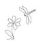 One Line Drawing Dragonfly Icon, Odonata in Sketch Art Style