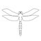 One Line Drawing Dragonfly Icon, Odonata in Sketch Art Style