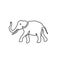 One line drawing, elephant vector illustration. Abstract wildlife animal minimalism style. Continuous hand drawn isolated on white