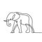 One line drawing, elephant vector illustration. Abstract wildlife animal minimalism style. Continuous hand drawn isolated on white