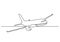 One line drawing of isolated vector object - passenger airplane