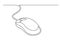 One line drawing of isolated vector object - wired computer mouse