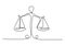 One line drawing of law balance, or Scale icon, symbol of court and firm. Vector illustration continuous hand drawn minimalism