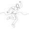 One line drawing man jumping rejoice concept