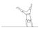 One line drawing of a man standing on his arms. hand standing man. person. Single continuous line drawing of young
