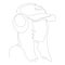 One line drawing, minimalist wall art decor, woman singing with cap and headphone illustration