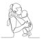 One line drawing of mother and her baby lovely family concept after born minimalist vector design