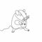 One line drawing of mouse pet or rat animal. Continuous single hand drawn lineart sketch minimalism vector illustration simplicity