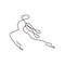 One line drawing person running, minimalism lineart. Continuous hand drawn human run and jump. Sport and spirit logo template icon