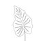 One line drawing philodendron. Continuous line exotic tropical plant.