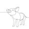 One line drawing of pig, Black and white vector minimalistic hand drawn