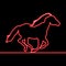 One line drawing running Horse icon neon concept