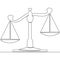 One line drawing scales courtroom concept