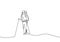 One line drawing of traveler walking continuous design. Person doing hiking on mountain outdoor