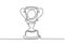 one line drawing of winner trophy minimalism object design vector illustration