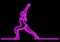 One line drawing of woman doing yoga with neon vector effect