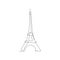 One line Eiffel Tower design silhouette. Hand drawn minimalism style vector