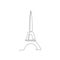 One line Eiffel Tower design silhouette. Hand drawn minimalism style vector