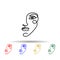One line, face, woman multi color icon. Simple thin line, outline vector of human icons for ui and ux, website or mobile