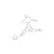 One line football player. Hand drawn sketch. Vector illustration.