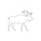 One Line hand drawing Moose or Caribou Reindeer Icon