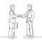 One line handshake. Business agreement symbol shaking hands, partnership teamwork, partner collaboration continuous line