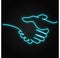 One line handshake neon vector icon. One line art, illustration