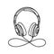 One line headphones. Hand drawn vector illustration. Continuous line drawing of headphones.