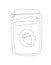 One line jar with a strawberry jam. line art Glass with a homemade marmalade. outline illustration.