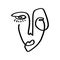 One line minimalistic brush grunge abstract face. Vector illustration. Modern contemporary art, trendy continuous