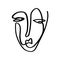 One line minimalistic brush grunge abstract face. Vector illustration. Modern contemporary art, trendy continuous