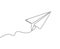 One line paper plane. Abstract flying airplane background. Continuous outline drawing origami aircraft. Vector isolated