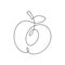 One line peach design. Hand drawn minimalism style vector illustration.