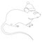 One line rat or mouse drawing. Symbol of the year. Cartoon mouse in Santa hat. Christmas card. Greeting card