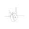 One line Rock and Roll sign. Hand gesture sign of the horns. Vector