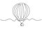 One line style air balloon in clouds. Air balloon in the sky. Minimalism creative travel concept. Vector illustration isolated on