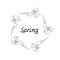 One line tulip flowers wreath with text Spring.