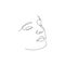 One line woman drawing face. Minimalism art. Female contour portrait.