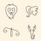 One line zodiac symbols set