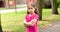 One lone offended child, sad anxious angry lone little girl standing slightly upset, kid with arms crossed, closeup, portrait
