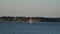 One lone white sailboat on the Grapevine lake in Texas