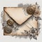 One love letter and envelope, romantic Victorian