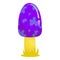 One magical fantastic mushroom in cartoon style is isolated on a white background. The mushroom is purple and yellow in
