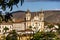 One of the main historic churches in the city of Ouro Preto seen through the vegetation