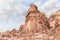 One of the majestic facades of the tomb carved by Nabatean craftsmen into the rock in the Nabatean Kingdom of Petra in the Wadi